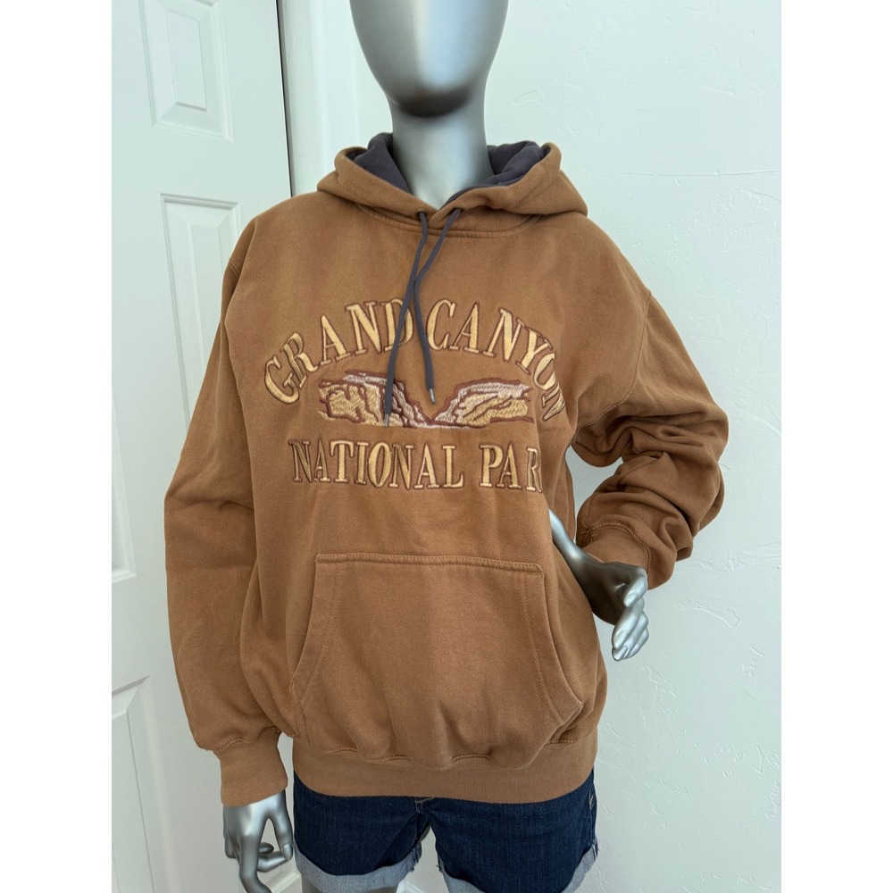 Prairie Mountain Grand Canyon National Park Hoodie Brown Embroidered S